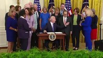 Biden runs out of ceremonial pens at bill signing