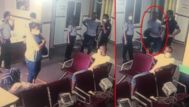 Yardım istediği polisin tabancasını kapıp hastaneyi birbirine kattı! Panik anları saniye saniye kamerada