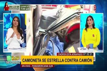 Panamericana Sur: camioneta choca con camión y conductor queda atascado entre los fierros