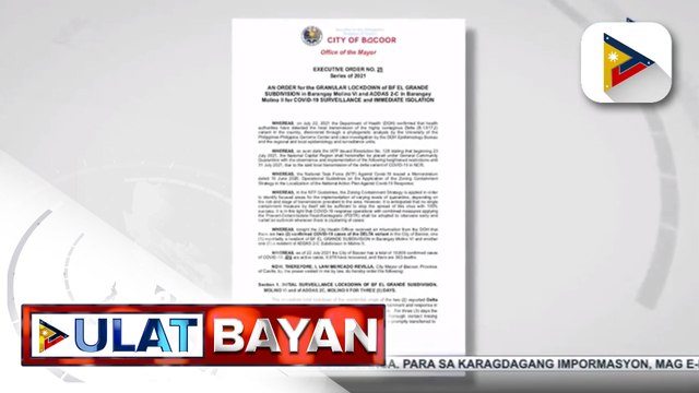 Kaso ng Delta variant sa Bacoor, Cavite, kinumpirma; 2 subdivision sa Bacoor, isinailalim sa lockdown