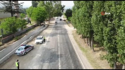 Bayram sonrası oluşan trafiğe drone destekli denetim