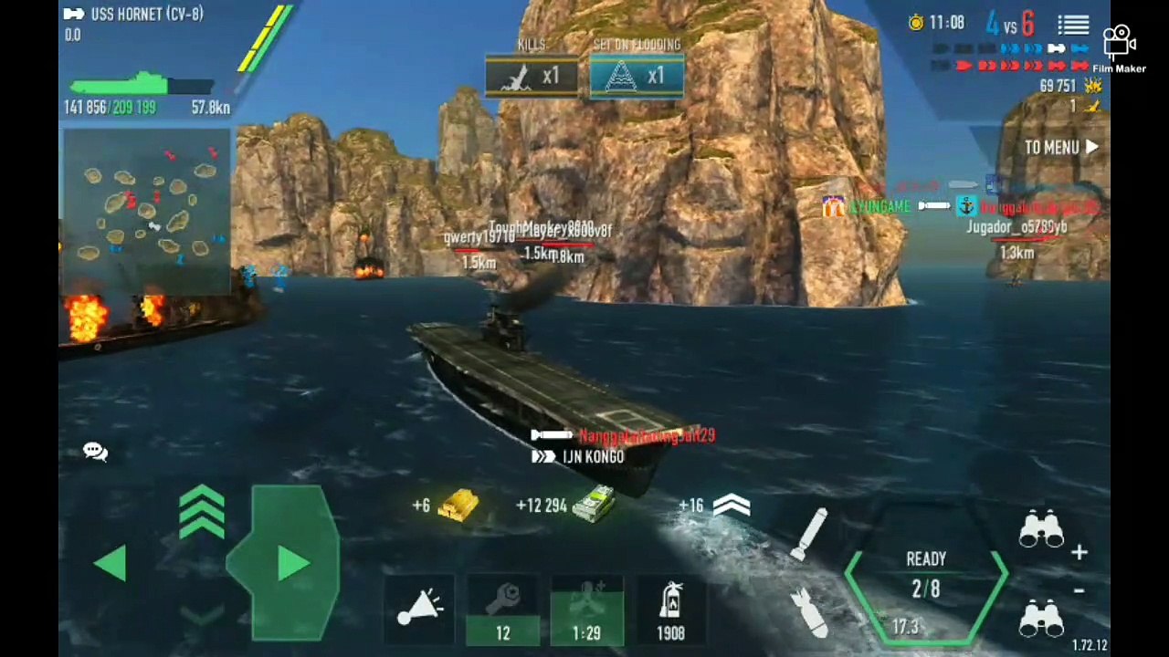 BATTLE OF WARSHIPS , WORLD WAR II , USS HORNET CV-8 FEAT IJN KONGO VS IJN JUNYO FEAT HMS RODNEY