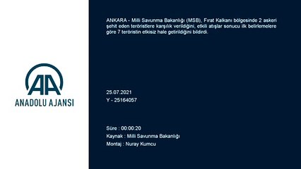 ANKARA - Fırat Kalkanı bölgesinde 2 askeri şehit eden teröristlere karşılık verildi, 7 terörist etkisiz hale getirildi