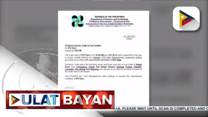 Ipo Dam, nagpakawala ng tubig dahil sa pagtaas ng water level