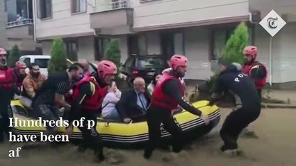 Download Video: Turkey floods - House and cars swept away by floodwaters in dramatic footage