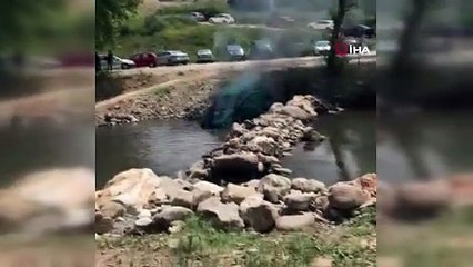 Bursa'da korku dolu anlar! Yanan araç dereye böyle düştü