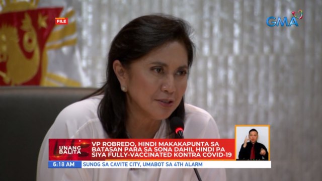 VP Robredo, hindi makakapunta sa Batasan para SONA dahil hindi pa siya fully-vaccinated kontra COVID-19 | UB