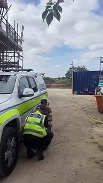 Police and army detonating an unexploded device near Norton North Yorkshire