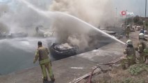 Kartal Dragos sahilde bulunan teknelerde yangın çıktı