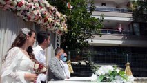 EDİRNE - Kovid-19 tedavisi gören belediye başkanı evinin balkonundan nikah kıydı