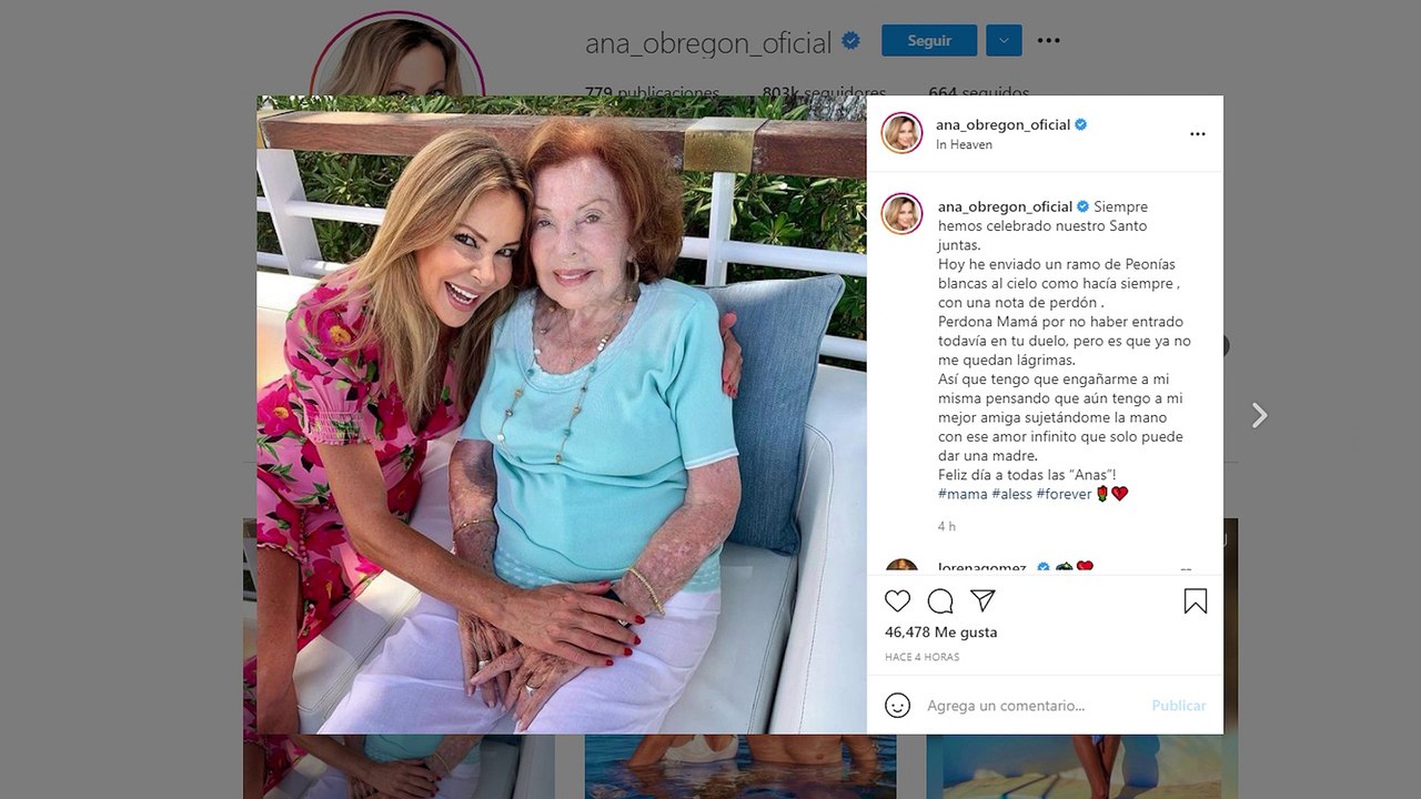 Ana Obregón manda "un ramo de peonías blancas al cielo"