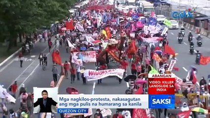 Mga nagkilos-protesta, nakasagutan ang mga pulis na humarang sa kanila | Saksi