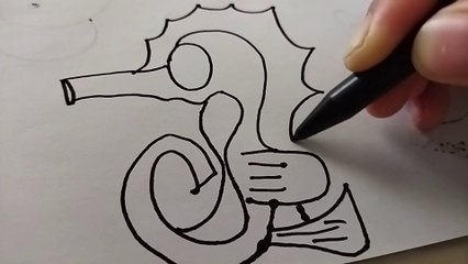 How to draw seahorses easily