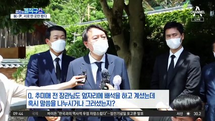尹-秋 ‘어색한 만남’…의자 하나 사이에 두고 먼 곳만