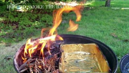How to make pine smoked bacon from seitan pork belly