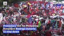 Protesters call for Philippines’ Duterte to step down as leader defends war on drugs