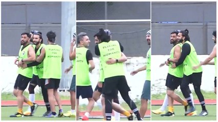 Ranveer Singh Gives MS Dhoni A Tight Hug As They Play Football Together