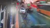 Sarıyer'de motosikletlilerin feci kazası kamerada
