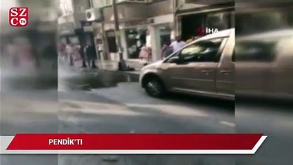 Pendik’te su  borusu patladı, fışkıran su apartman boyuna ulaştı