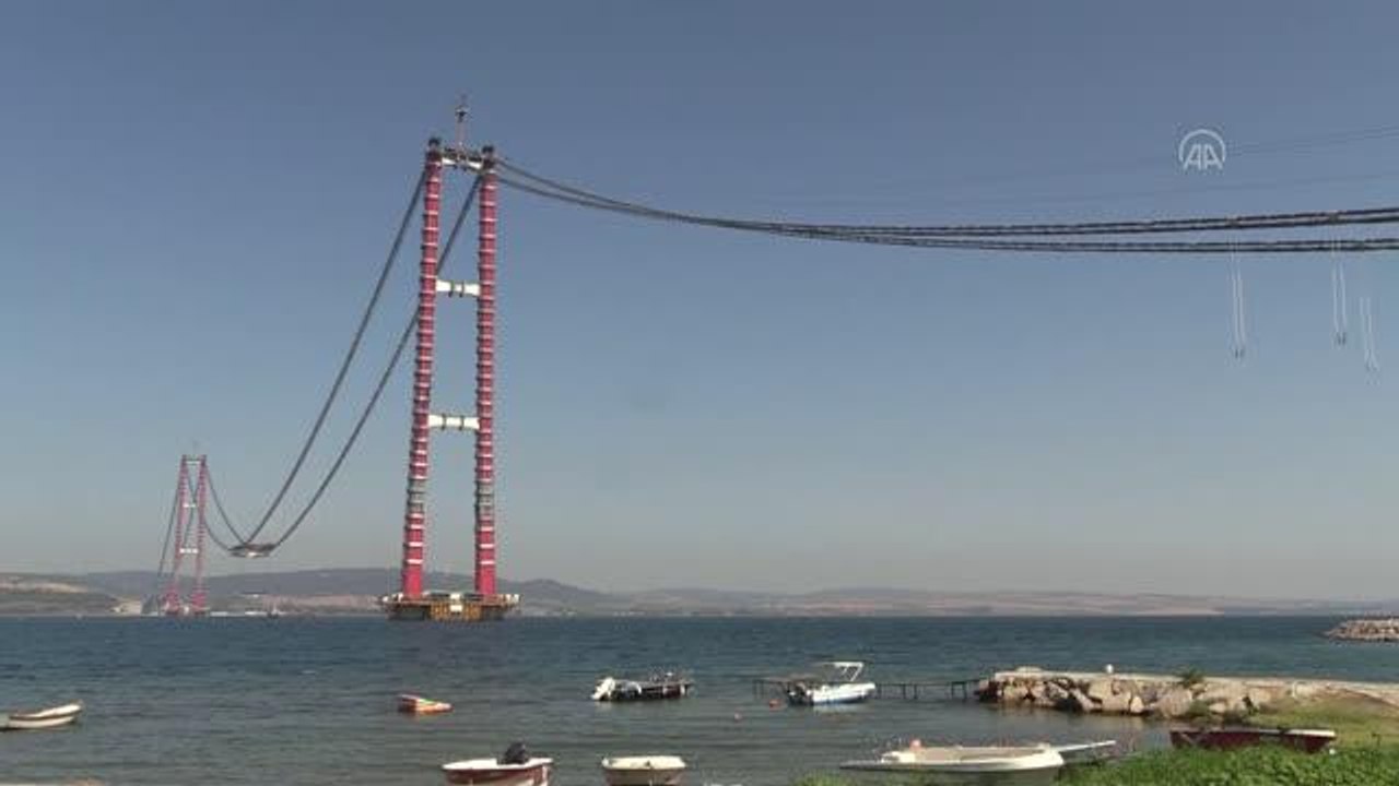 ÇANAKKALE - "1915 Çanakkale Köprüsü"nün 3. tabliye montajına başlandı