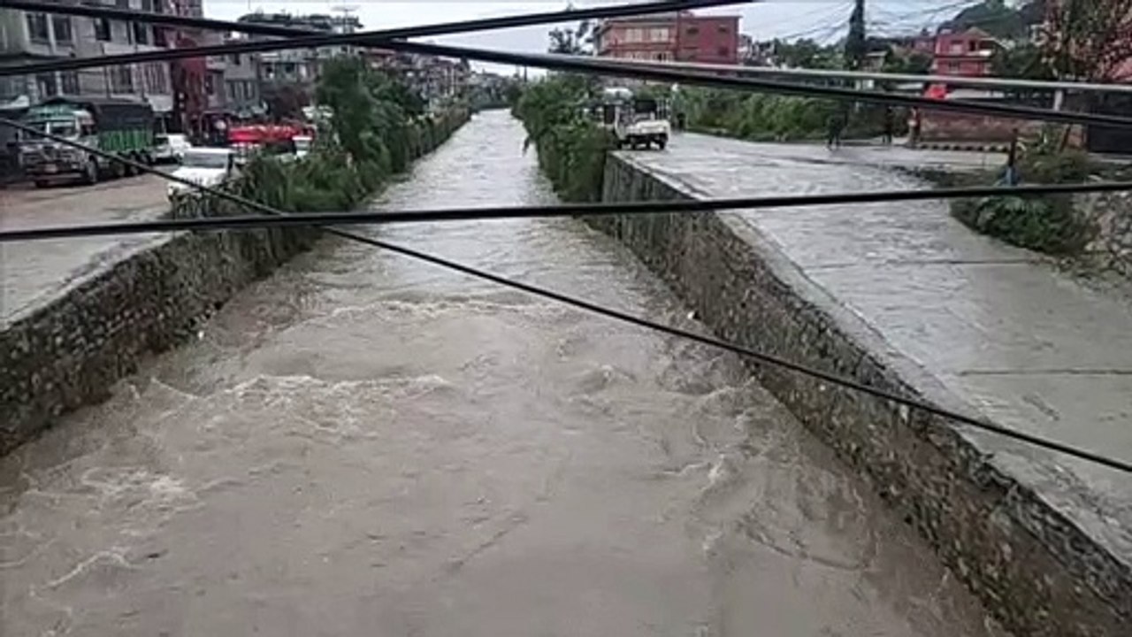 Swollen Dhobikhola River