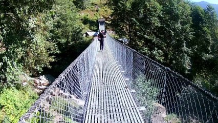 Suspension Bridge in Western Nepal in 4K