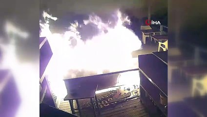 Erdek'te kafe alev alev böyle yandı