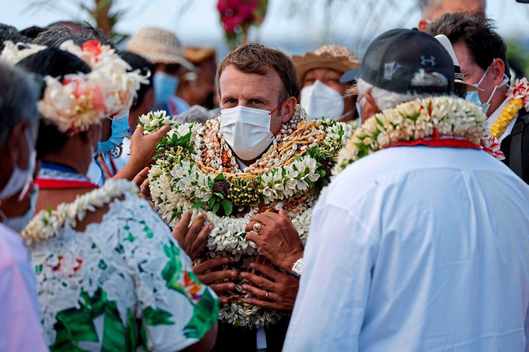 Nicht nur Blumen: Macron erstmals in Französisch-Polynesien
