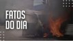 Carro pega fogo no bairro de São Brás em Belém; bombeiros combatem as chamas
