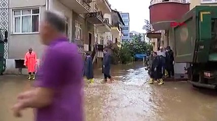 Arhavide etkili olan aşırı yağış sonrası ev ve iş yerlerini su bastı