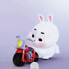 Cute bunny rides on a flying motorbike and then falls into the football field so funny