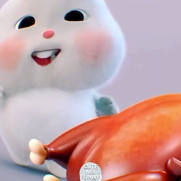 Cute bunny can swim while dancing so funny