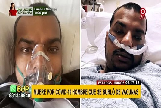 EEUU: hombre que no creía en las vacunas contra la COVID-19 muere de coronavirus
