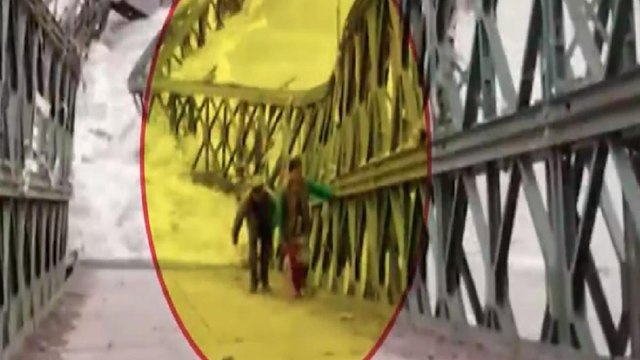 People cross collapsed bridge in Kinnaur!