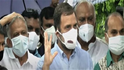 Rahul Gandhi with opposition raise voice over Pegasus issue