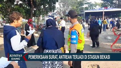 Antrean Panjang Penumpang KRL di Stasiun Bekasi Saat Pemeriksaan STRP