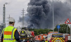 Smoke rises from site of explosion at German chemicals site