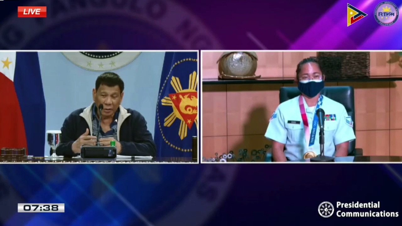 PANOORIN: Filipino Olympic gold medalist Hidilyn Diaz, bibigyan ng isang virtual hero’s welcome sa virtual courtesy call niya kay Pangulong Rodrigo Duterte ngayong Miyerkules ng gabi, Hulyo 28.