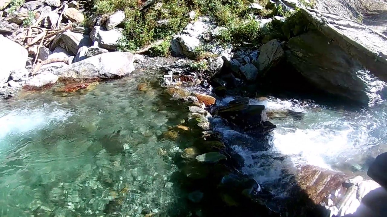 Amazing waterfall and ice cold stream on the way to Ghandruk