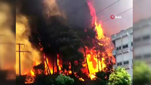 Yerleşim yerlerine sıçrayan yangına müdahale havadan ve karadan sürüyor
