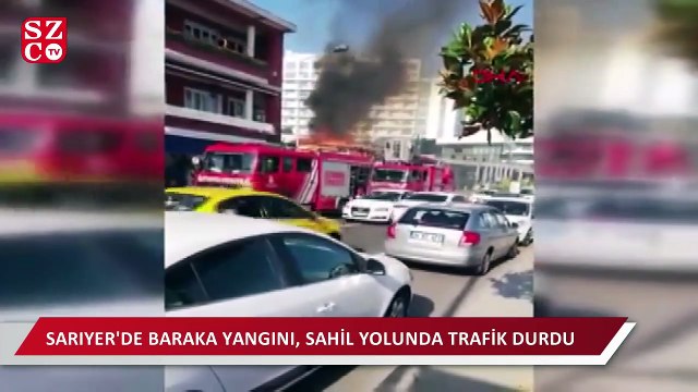 Sarıyer'de baraka yangını! Sahil yolunda trafik durdu