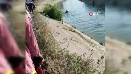 Otomobil kanala uçtu