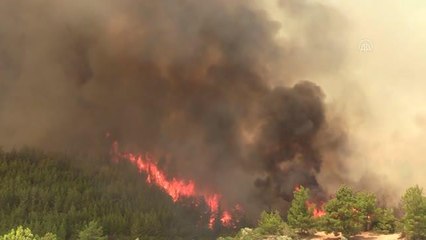 Manavgat'ın Hocalar Mahallesi yakınlarındaki orman yangınına müdahale ediliyor