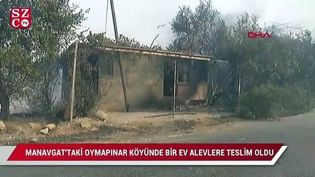 Manavgat'taki oymapınar köyünde bir ev alevlere teslim oldu