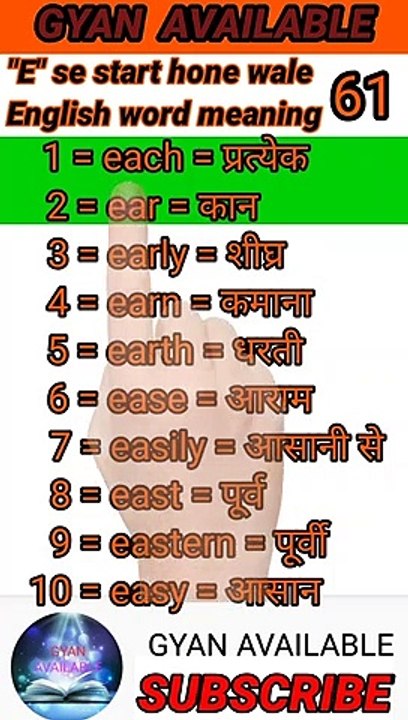 gyan_available_short_VDO_61. अँग्रेजी बोलना सीखें // English to Hindi daily use word meaning practice