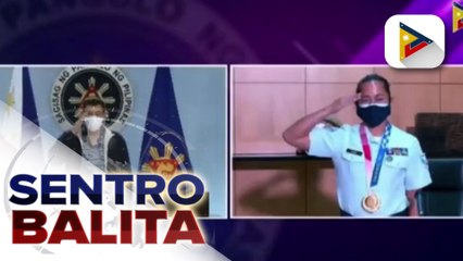 Pangulong Duterte, sumaludo kay Olympic gold medalist Hidilyn Diaz; Pangulo, magbibigay ng P3-M at bagong bahay kay Diaz; Presidential Medal of Merit, igagawad din