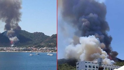 Son Dakika: Bir yangın da Marmaris'te çıktı! Armutalan'da yükselen alevler yerleşim yerlerini tehdit ediyor