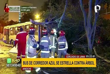 Bus de Corredor Azul se estrella contra árbol en el Cercado de Lima