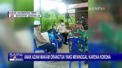 Berdiri Tegak Menahan Tangis, Anak Ini Azani Makam Sang Ibu yang Meninggal Akibat Covid-19