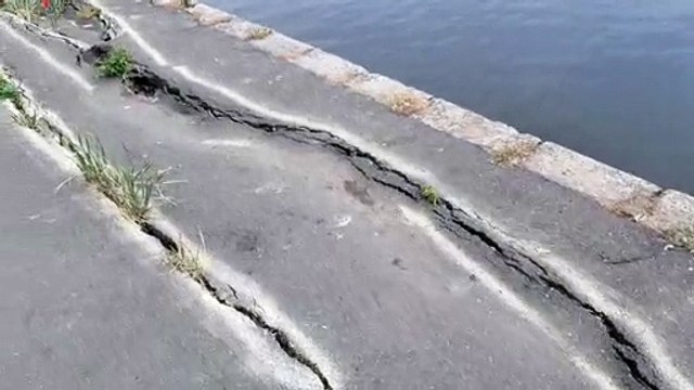 The path around Crookes Valley Park lake , Sheffield, has been sinking